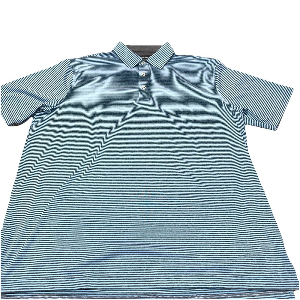 Carnoustie Tech Golf Polo Button Up Blue Orange Striped Stretch Men's XL (Lot 2)